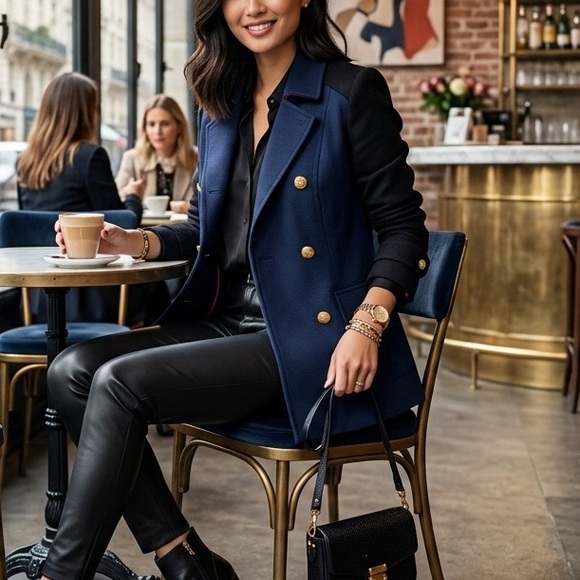 Banana Republic Jackets & Blazers - Banana Republic Double Breasted Military Blazer Navy/Black Small